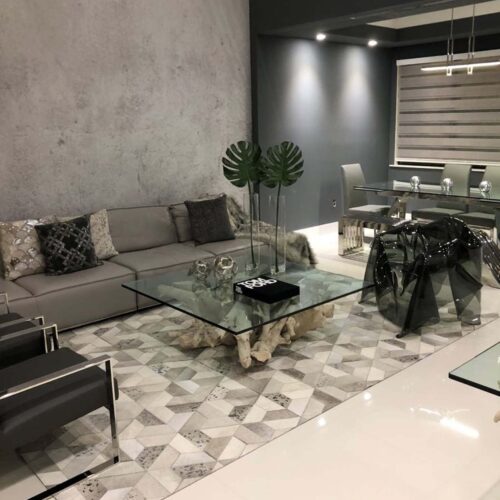 Tapete en cuero Prismas